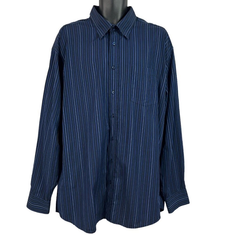 Bugatchi Uomo Mens Shirt Blue Stripe Long Sleeve XXL